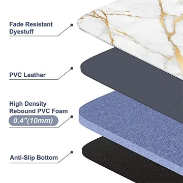 Mrcrypos Cushioned Gold White Kitchen Rugs Non-Slip Mats