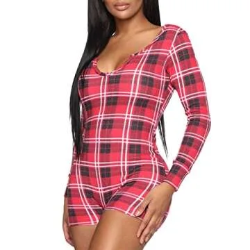 Trendy Women's Plaid Print Shorts Rompers - Chic Comfort
