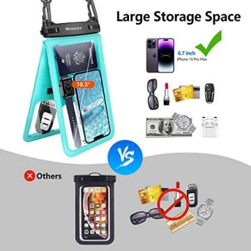 Niveaya [Up to 10.5"]Waterproof Phone Pouch - 2 Pack, Waterproof Phone Lanyard Case with iPhone 16/15/14/13/12 Pro Max up to 9.5", Phone Dry Bags for Vacation Beach Pool Kayak Cruise Travel Essentials