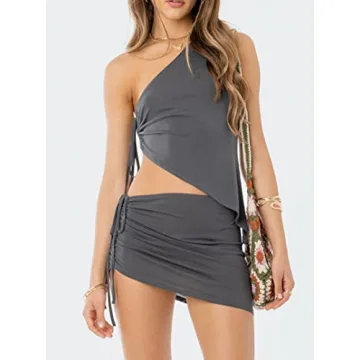 Chic CSDAJIO Women's Summer 2 Piece Outfit Set Gray