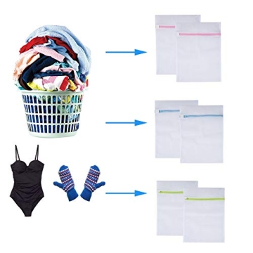 Mesh Laundry Bags 6-Pack for Delicates and Travel Storage