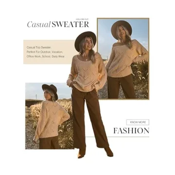 Dokotoo Women's Hollow Knit Sweater for Fall Fashion