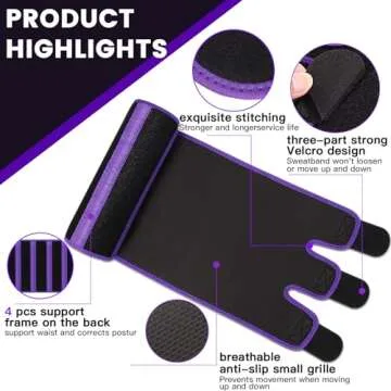 RIYA Waist Trimmer Sweat Waist Trainer for Wome and Men Waist Sweat Belt Band Belly Stomach Wrap Purple