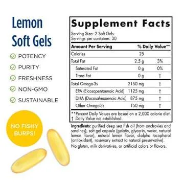 Nordic Naturals ProOmega 2000, Lemon Flavor - 2150 mg Omega-3 - 60 Soft Gels - Ultra High-Potency Fish Oil - EPA & DHA - Promotes Brain, Eye, Heart, & Immune Health - Non-GMO - 30 Servings