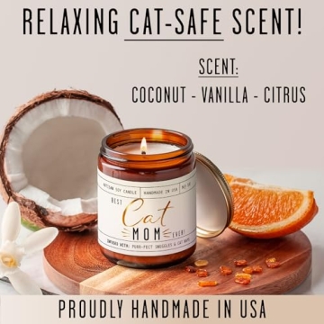Best Cat Mom Ever Candle - Unique Cat Lover Gifts, Eco-Friendly & Relaxing