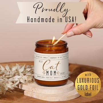 Best Cat Mom Ever Candle with Vanilla & Amber Scent