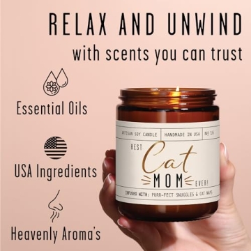 Best Cat Mom Ever Candle with Vanilla & Amber Scent