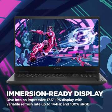 HP OMEN 17.3 inch Laptop, FHD 48-144Hz Display, AMD Ryzen 7 8845HS, 32 GB RAM, 1 TB SSD, NVIDIA GeForce RTX 4050 GPU (6 GB Dedicated), Windows 11 Home, Copilot Key, 17-db0010nr (2024)