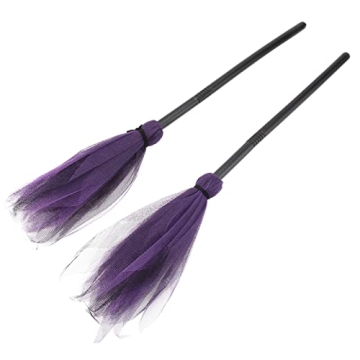 FOMIYES 2pcs Halloween Witches Broom Costume Props Masquerade Show Dress Up Miracle Broom Witch Broo...