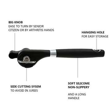 Macoior Can Opener,Manual Can Opener,Smooth Edge Safety Can Opener,Ergonomic Soft Grips Handle,Built...