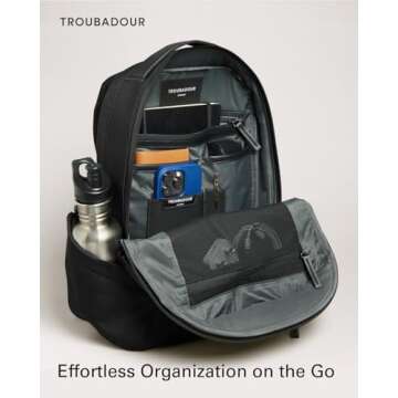 Troubadour Apex Compact Backpack 3.0 - Premium Waterproof Laptop Backpack Fits Up to 16" - Ergonomic Design for Work and Travel - Stylish Compact Backpack with 5-Year Guarantee - Black