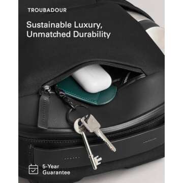 Troubadour Apex Compact Backpack 3.0 - Premium Waterproof Laptop Backpack Fits Up to 16" - Ergonomic Design for Work and Travel - Stylish Compact Backpack with 5-Year Guarantee - Black