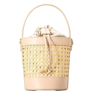 Rattan Bucket Bag Stylish Straw Beach Handbag for Summer