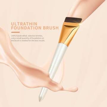 docolor Flat Foundation Brush for Liquid Makeup,Ultra Thin Liquid Foundation Brush Premium Makeup Face Brush for Blending, Cream, Thin Foundation Brush Makeup Tool Face Foundation Flat Brush