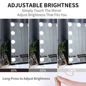 Nitin Lighted Vanity Mirror with Touch Control Design, Hollywood Makeup Mirrors with Lights, Tabletop or Wall Mounted Vanity Mirrors (Silver)