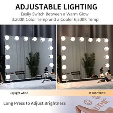 Nitin Lighted Vanity Mirror with Touch Control Design, Hollywood Makeup Mirrors with Lights, Tabletop or Wall Mounted Vanity Mirrors (Silver)