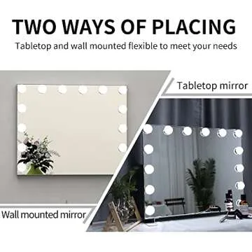 Nitin Lighted Vanity Mirror with Touch Control Design, Hollywood Makeup Mirrors with Lights, Tabletop or Wall Mounted Vanity Mirrors (Silver)