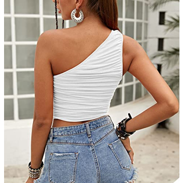 Avanova Women's One Shoulder Sleeveless Crop Top - Summer Essential