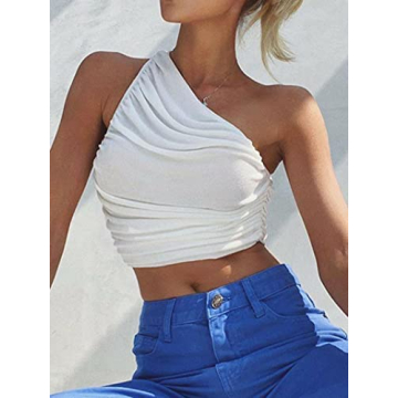 Avanova Women's One Shoulder Sleeveless Crop Top - Summer Essential