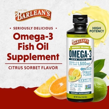 Delicious Barlean's Citrus Sorbet Omega 3 Fish Oil Liquid 16 oz