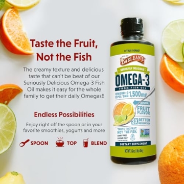 Delicious Barlean's Citrus Sorbet Omega 3 Fish Oil Liquid 16 oz