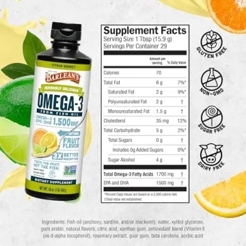 Delicious Barlean's Citrus Sorbet Omega 3 Fish Oil Liquid 16 oz