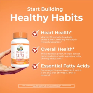 Vegan Omega 3-6-7-9 Gummies Peach-Mango-Apricot Flavor 120ct