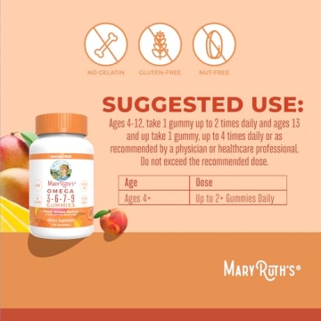 Vegan Omega 3-6-7-9 Gummies Peach-Mango-Apricot Flavor 120ct