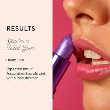 Winky Lux Glimmer Balm, pH Lip Balm, Color Changing Lipstick and Tinted Lip Balm, Vegan & Cruelty Free Lip Balm, Hydrate & Plump, Sheer Purple Pink Lipstick, Amethyst