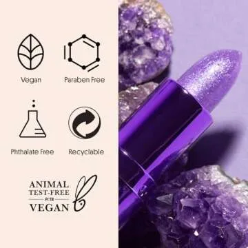 Winky Lux Glimmer Balm, pH Lip Balm, Color Changing Lipstick and Tinted Lip Balm, Vegan & Cruelty Free Lip Balm, Hydrate & Plump, Sheer Purple Pink Lipstick, Amethyst