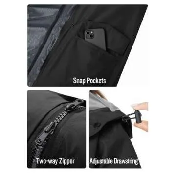 SaphiRose Womens Long Hooded Rain Jacket Waterproof Lightweight Raincoat Windbreaker Black Medium