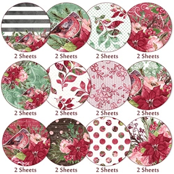 Whaline Christmas Scrapbook Paper 24 Pack, Double-Sided