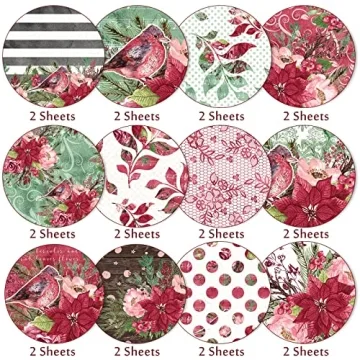 Whaline Christmas Scrapbook Paper 24 Pack, Double-Sided