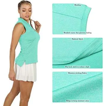 icyzone Women’s Golf Sleeveless Polo Stylish Activewear for Women