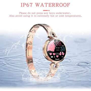 Women Smart Watch for Android iOS Phone Fitness Tracker Heart Rate Monitor Waterproof Activity Tracker Pedometer Step Calories Counter Sleep Tracker Exercise Sport Luxury Fashion Lady Smartwatch