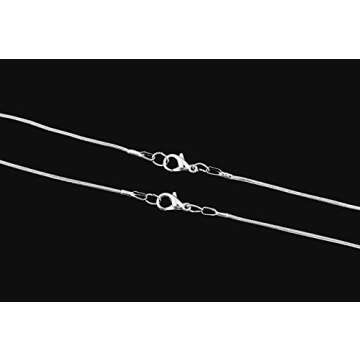 Snake Chains Necklace 24pcs 925 Silver Plated 1.2mm DIY Charms Link with Lobster Clasps for Jewelry Making (16 inch)
