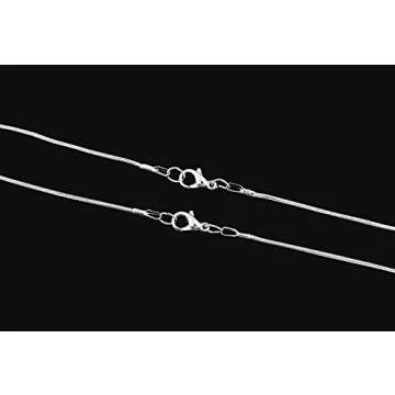 Snake Chains Necklace 24pcs 925 Silver Plated 1.2mm DIY Charms Link with Lobster Clasps for Jewelry Making (16 inch)