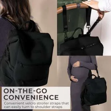 BUNSO Baby Neoprene Diaper Bag, Minimalist Backpack Diaper Bag with Pouch, Changing Pad, and Stroller Straps, Water Resistant and Lightweight Dad Diaper Bag, Diaper Bag Backpack, Black