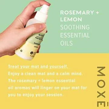 MOXE Yoga Mat Cleaner, Green America Certified, Rosemary and Lemon Essential Oils, Safe for All Mats and Exercise Equipment, 4 Oz (1 Pack)