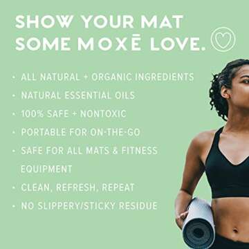 MOXE Yoga Mat Cleaner, Green America Certified, Rosemary and Lemon Essential Oils, Safe for All Mats and Exercise Equipment, 4 Oz (1 Pack)