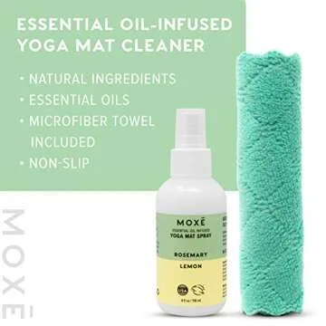 MOXE Yoga Mat Cleaner, Green America Certified, Rosemary and Lemon Essential Oils, Safe for All Mats and Exercise Equipment, 4 Oz (1 Pack)