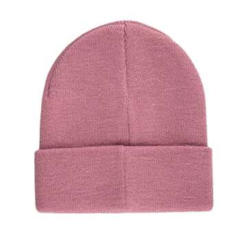 Levi's Classic Warm Winter Knit Beanie Cap Fleece Lined for Men and Women Beanie Hat, Pink Solid, One Size