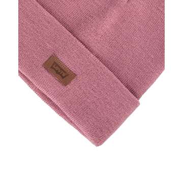 Levi's Classic Warm Winter Knit Beanie Cap Fleece Lined for Men and Women Beanie Hat, Pink Solid, One Size