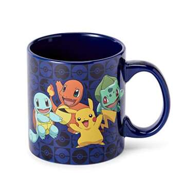 Pokémon Original Generation One Starters Coffee Mug - Durable Ceramic with Pikachu, Bulbasaur, Char...