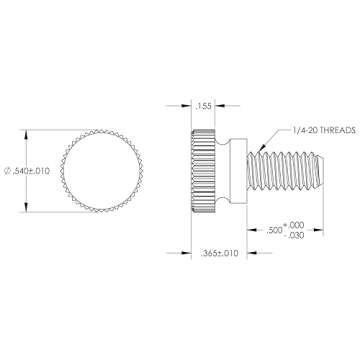 Nylon Thumb Screws, 1/4"-20 x 1/2" Long, Pack of 2 (Natural/White)