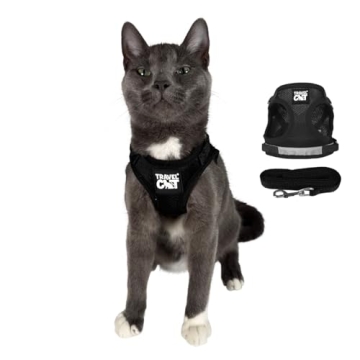 Travel Cat Harness and Leash Set - Adjustable Fit Mesh Cat Harness and Reflective Strap - Comfort Es...