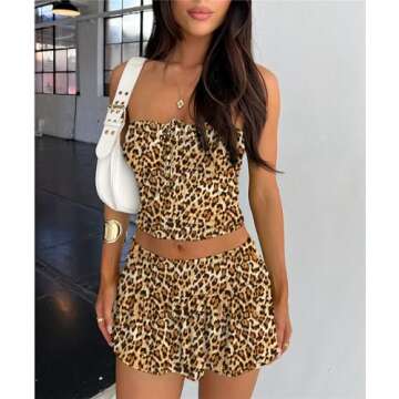 Skirt Sets Women 2 Piece Outfits Sexy Y2K Going Out Tie Ruched Tube Crop Tops Pleated Low Rise Mini ...