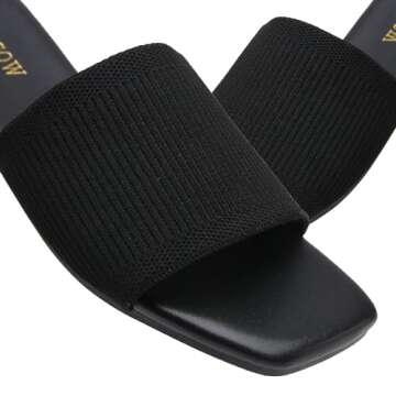 Tilocow Knitted Flat Sandals For women Square Open Toe Slide Sandals Casual Summer Shoes