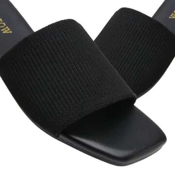 Tilocow Knitted Flat Sandals For women Square Open Toe Slide Sandals Casual Summer Shoes