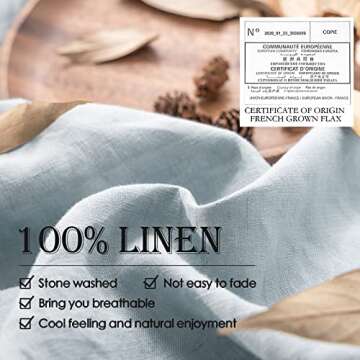 King Linens 100% French Linen Pillow Shams Basic Style - Pack of 2 - Washed Solid Color Natural Flax...